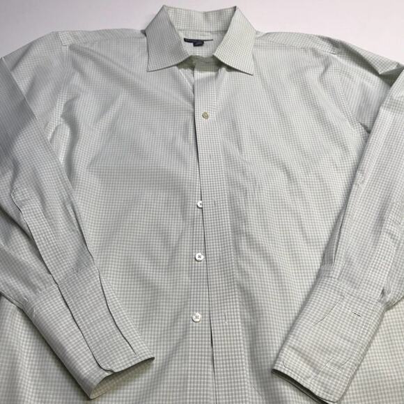 GRANT THOMAS Mens 17 - 34/35 Green Dress Shirt - Picture 2 of 3